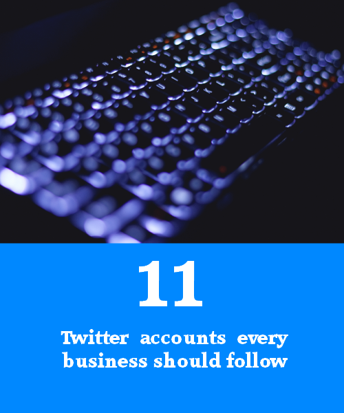 11 Twitter accounts every Business should follow with blue LED keyboard