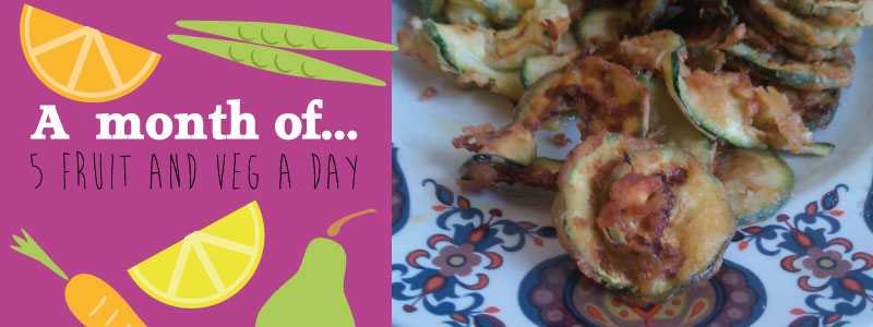 5 a day branding with courgette fries on a plate