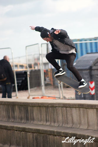 Leaping over at brighton seafront